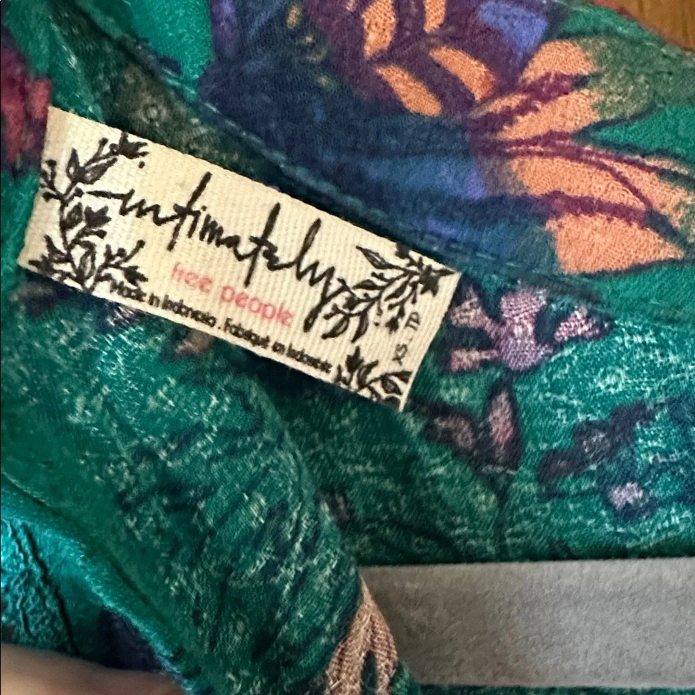 Free People Teal and Purple Floral She Moves Oversized Sleeveless Mini Chemise - Picture 3 of 15
